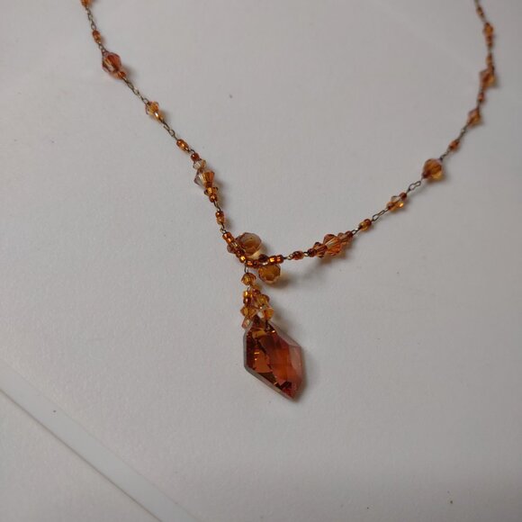 Cute 18 Inch Orange Glass Bead Necklace - Picture 2 of 13